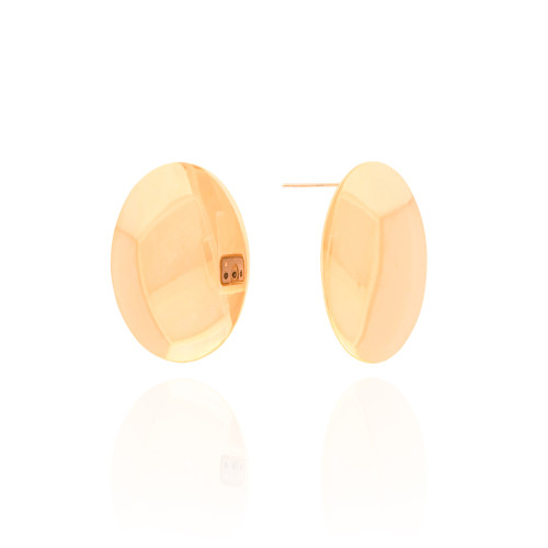 Brinco Oval Liso 3.7 cm Banhado a Ouro 18K