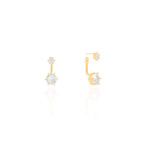 Ear Jacket Pontos de Luz Cristal Banhado a Ouro 18K