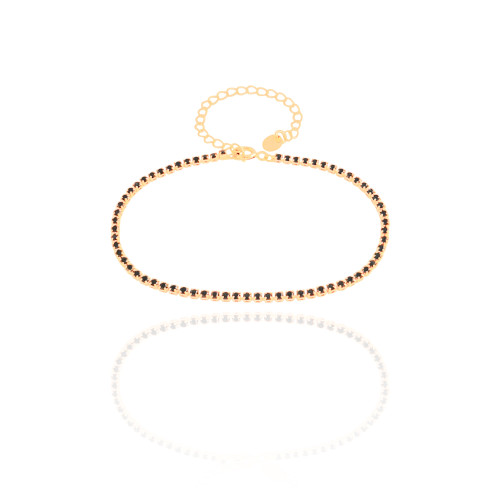 Pulseira Riviera Onix 2 mm Banhado a Ouro 18K