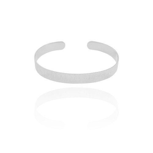 Bracelete Riscado Texturizado 7 mm Ródio Branco