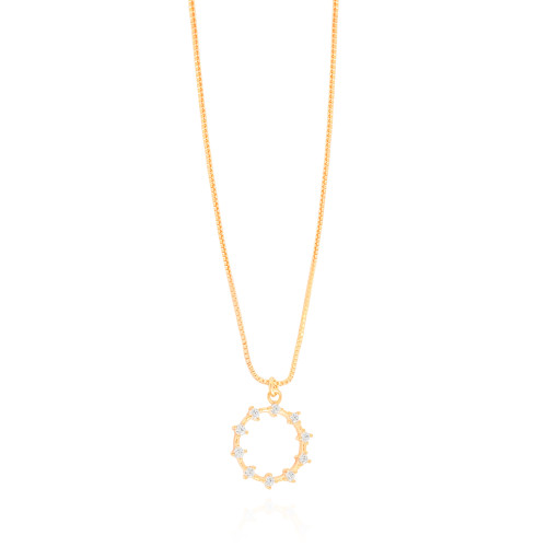 Gargantilha Veneziana Círculo Pontos de Luz Cristal Banhado a Ouro 18K - 40 cm