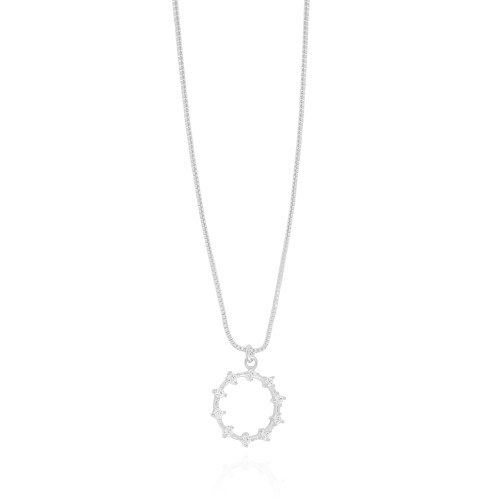 Gargantilha Veneziana Círculo Pontos de Luz Cristal Ródio Branco - 40 cm