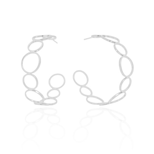 Brinco Argola Círculos 5.2 cm Ródio Branco