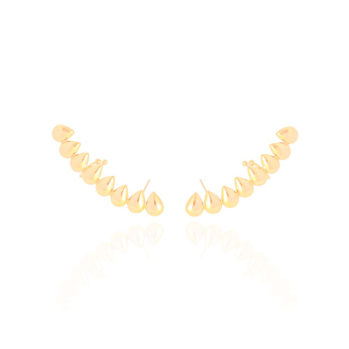 Ear Cuff Gotas Lisas Banhado a Ouro 18K