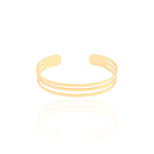 Bracelete Três Filetes Lisos 10 mm Banhado a Ouro 18K