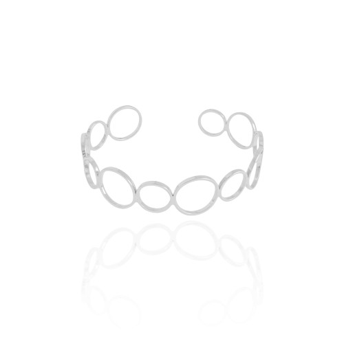 Bracelete Círculos 14 mm Ródio Branco