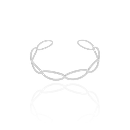 Bracelete Elíptico 9 mm Ródio Branco