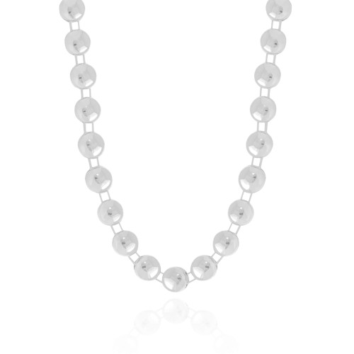 Choker Bolas Achatadas Lisas Ródio Branco
