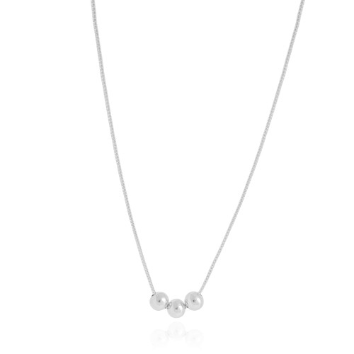 Gargantilha Veneziana Bolinhas Lisas 6 mm Ródio Branco - 45 cm