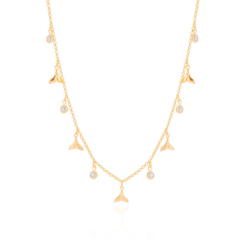Choker Elos Caudas de Sereia Pontos de Luz Cristal Banhado a Ouro 18K
