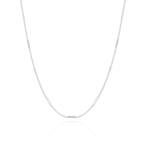 Choker Grumet Plaquinhas Achatadas 2 mm Ródio Branco