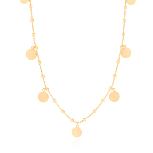 Choker Bolinhas e Medalhas Lisas Banhado a Ouro 18K
