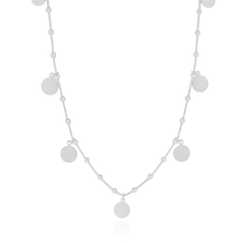 Choker Bolinhas e Medalhas Lisas Ródio Branco