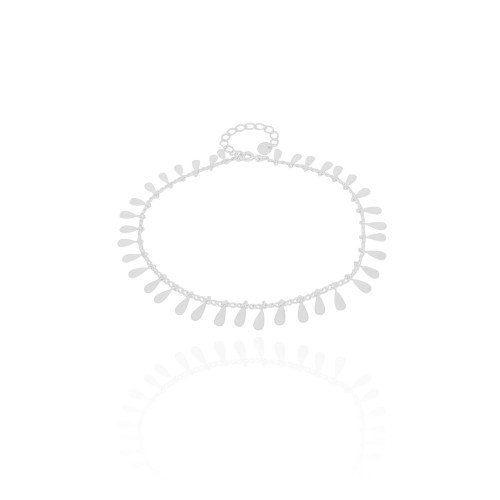 Tornozeleira Grumet Gotas Lisas Ródio Branco