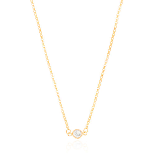 Gargantilha Back Nacklace Elos Pontos de Luz Cristal Banhado a Ouro 18K - 60 cm