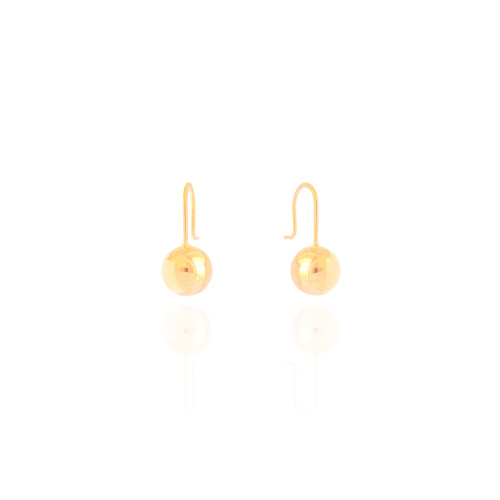 Brinco Gancho Bola Lisa 2.2 cm Banhado a Ouro 18K