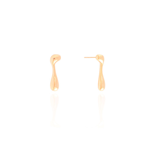 Brinco Orgânico Liso 2.2 cm Banhado a Ouro 18K