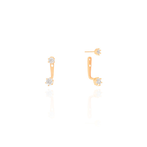 Ear Jacket Pontos de Luz Cristal Banhado a Ouro 18K