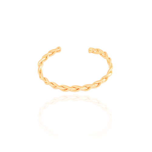 Bracelete Fio Trançado 6 mm Banhado a Ouro 18K
