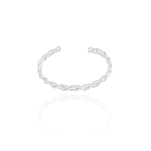 Bracelete Fio Trançado 6 mm Ródio Branco