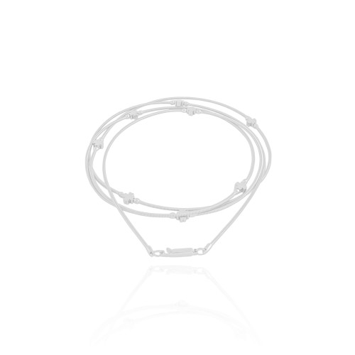 Pulseira Corda de Violão Trevos Ródio Branco