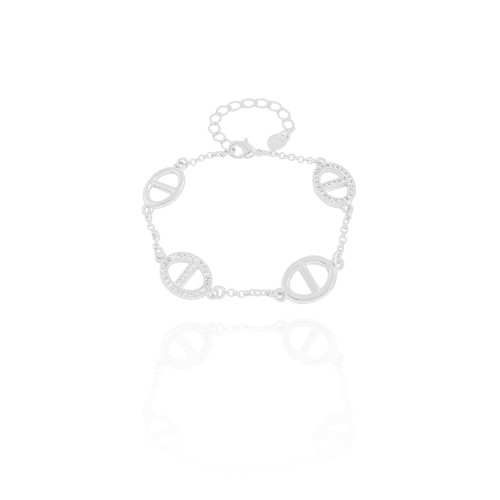 Pulseira Elos Cravejados Cristal Ródio Branco