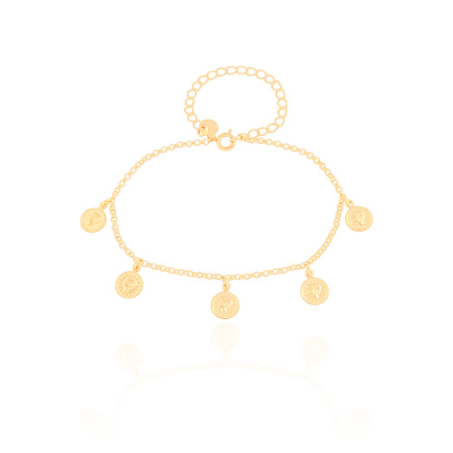 Pulseira Elos Medalhas Lira Banhado a Ouro 18K