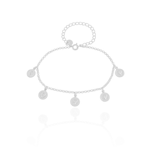 Pulseira Elos Medalhas Lira Ródio Branco