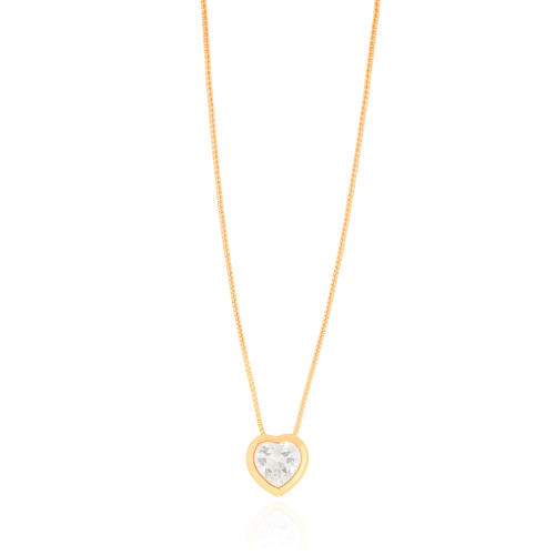 Gargantilha Veneziana Ponto de Luz Coração Cristal Banhado a Ouro 18K - 40 cm