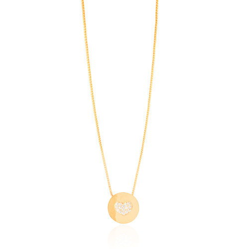 Gargantilha Veneziana Coração Cravejado Cristal Banhado a Ouro 18K - 40 cm