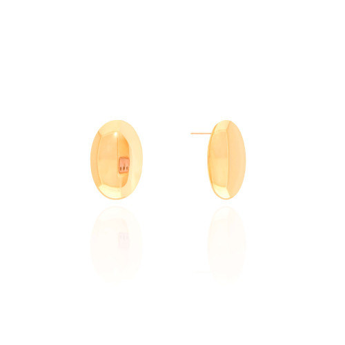 Brinco Oval Liso 2.2 cm Banhado a Ouro 18K