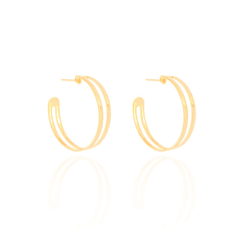 Brinco Argola Vazada Lisa 3.0 cm Banhado a Ouro 18K