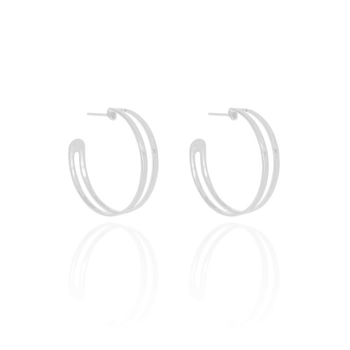 Brinco Argola Vazada Lisa 3.0 cm Ródio Branco