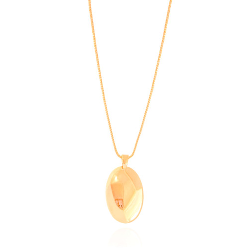 Gargantilha Veneziana Oval Liso Banhado a Ouro 18K - 45 cm
