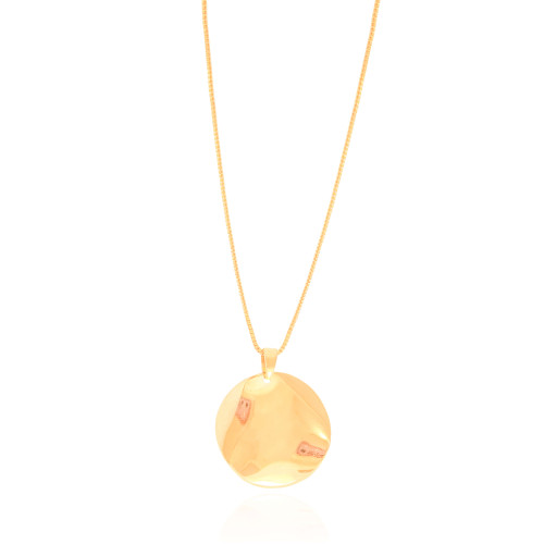 Gargantilha Venezina Orgânico Abaulado Liso Banhado a Ouro 18K - 45 cm