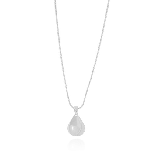 Gargantilha Veneziana Gota Abaulada Lisa Ródio Branco - 45 cm