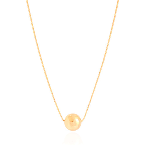 Gargantilha Veneziana Bola Lisa 12 mm Banhado a Ouro 18K - 45 cm