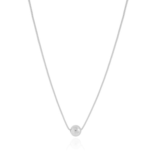 Gargantilha Veneziana Bola Lisa 8 mm Ródio Branco - 40 cm