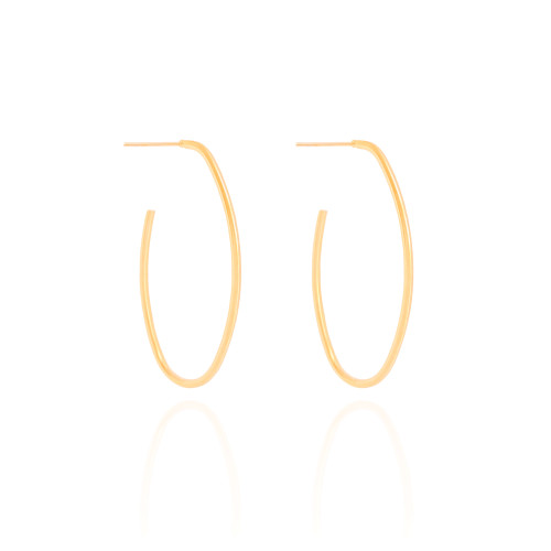 Brinco Argola Oval Fio 4.2 cm Banhado a Ouro 18K