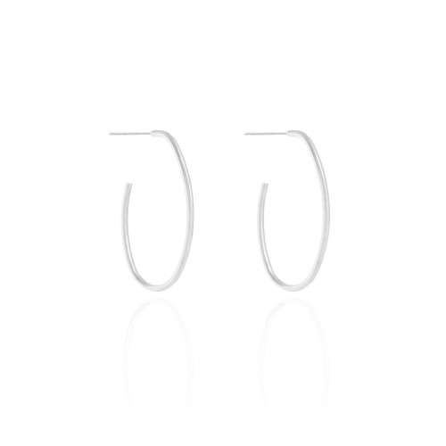 Brinco Argola Oval Fio 3.3 cm Ródio Branco