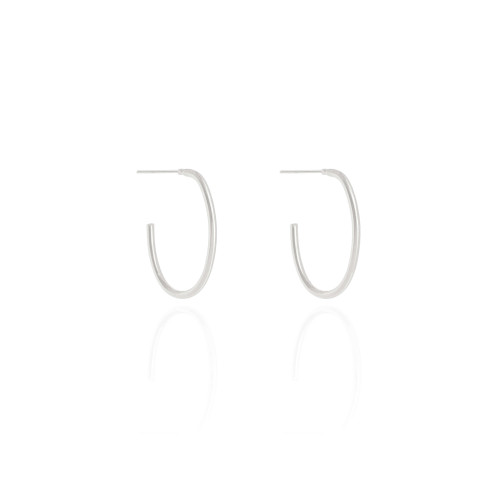 Brinco Argola Oval Fio 2.4 cm Ródio Branco