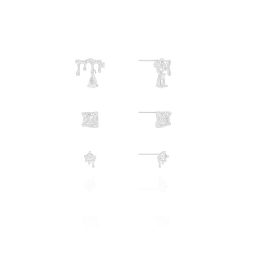 Trio Derretido Pontos de Luz Cristal Ródio Branco