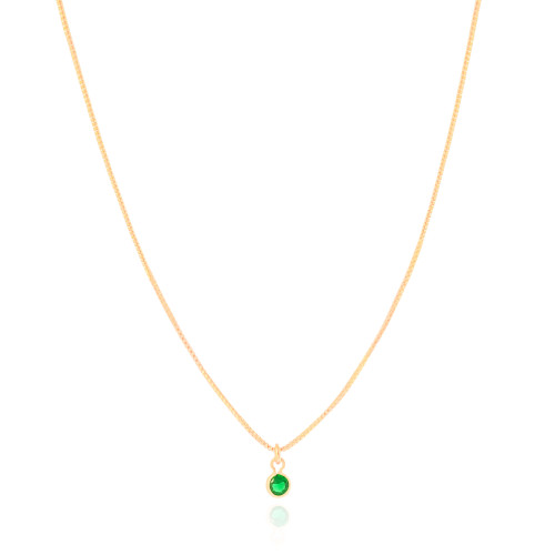 Gargantilha Ponto de Luz Esmeralda 4 mm Banhado a Ouro 18K - 40 cm