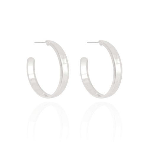 Brinco Argola Reta Lisa 4.2 cm Ródio Branco