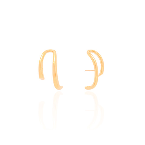 Ear Hook Filetes Lisos Banhado a Ouro 18K