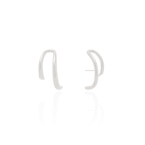 Ear Hook Filetes Lisos Ródio Branco