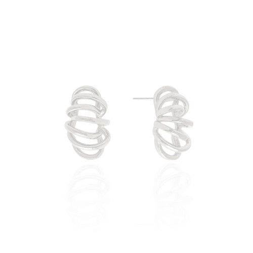 Brinco Entrelaçados Liso 2.6 cm Ródio Branco