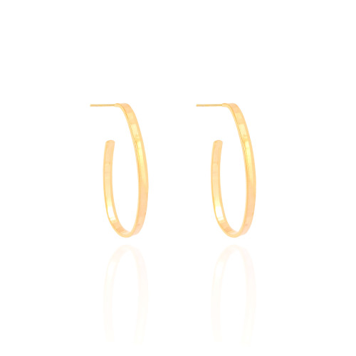 Brinco Argola Coração Reto Liso 3.4 cm Banhado a Ouro 18K