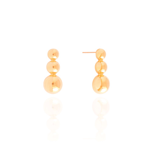 Brinco Bolas Lisas 3.0 cm Banhado a Ouro 18K