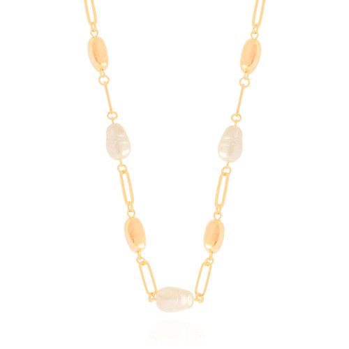 Gargantilha Elos Orgânico Pérolas Barrocas Banhado a Ouro 18K